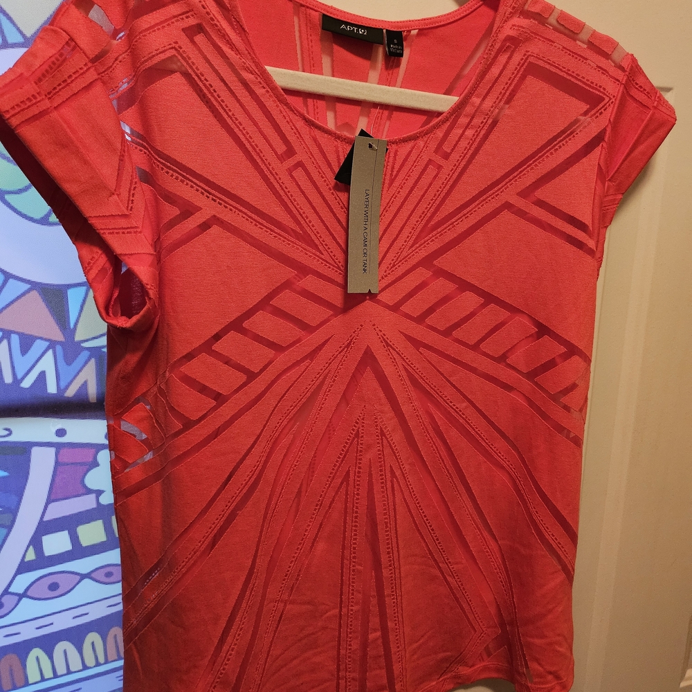 Apt. 9 Geometric Red Short Sleeve Tee